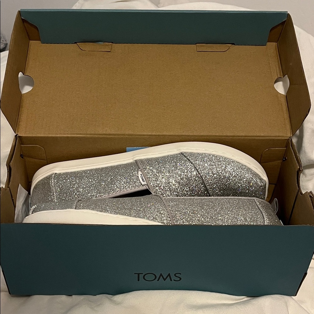 TOMS Sparkling Silver Sneakers